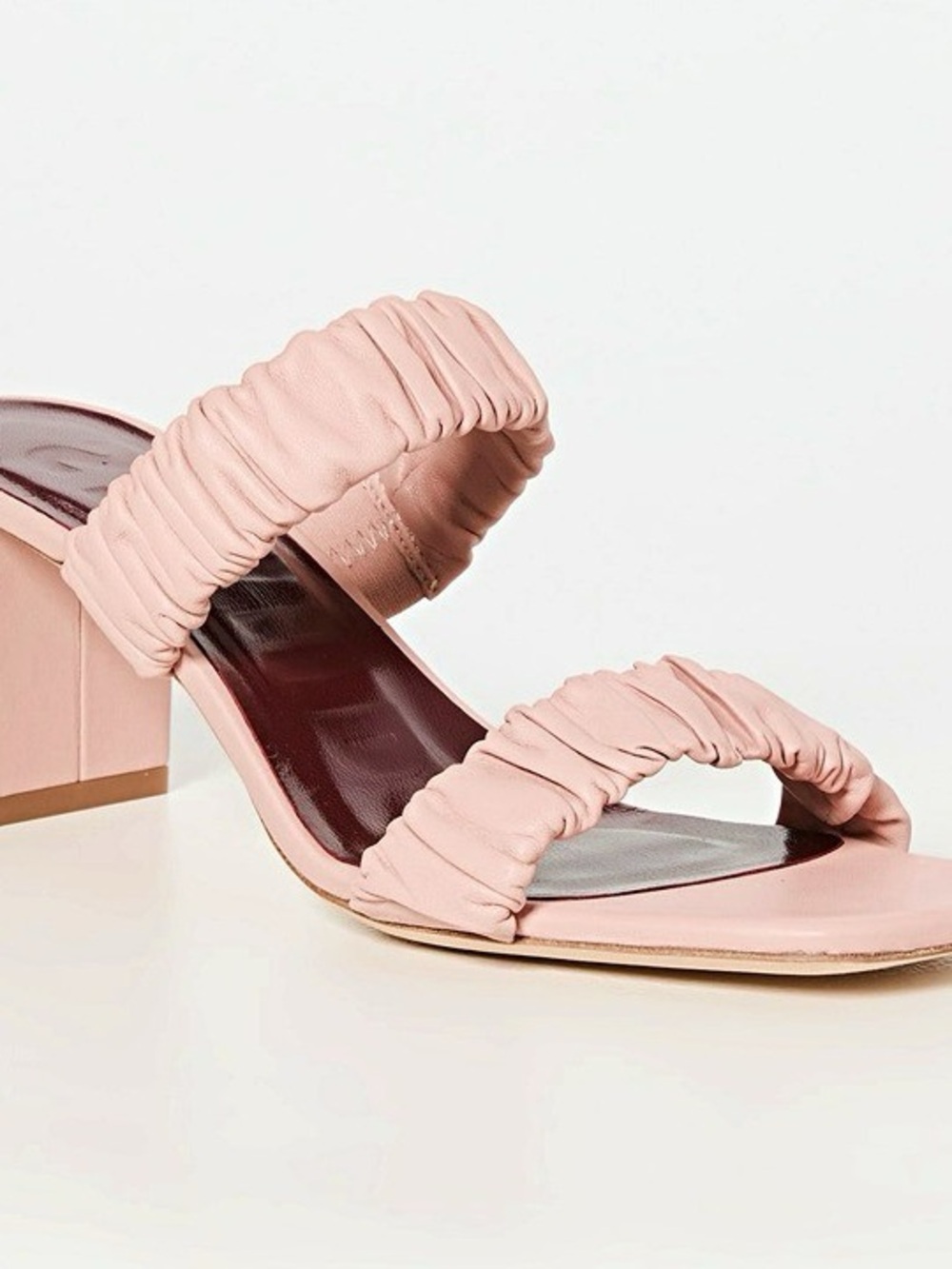 Staud Frankie Women's Pink Ruched Strap Block Heel Sandal